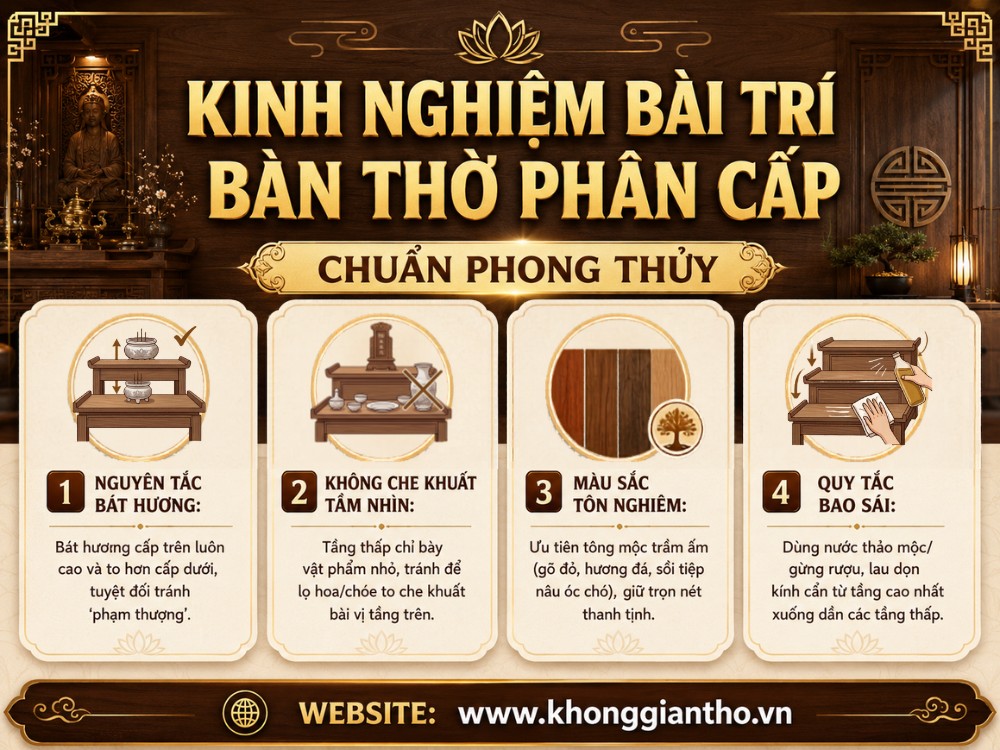 Kinh nghiệm bài trí bàn thờ phân cấp không phạm kỵ