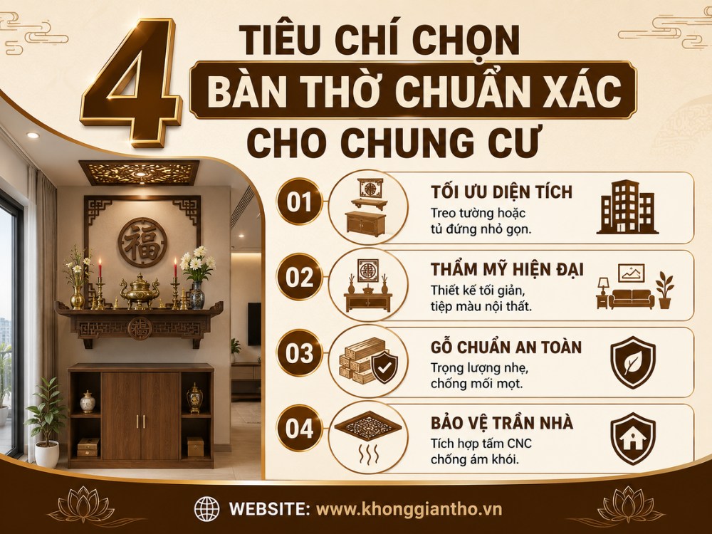 4 tiêu chí chọn bàn thờ cho chung cư, căn hộ
