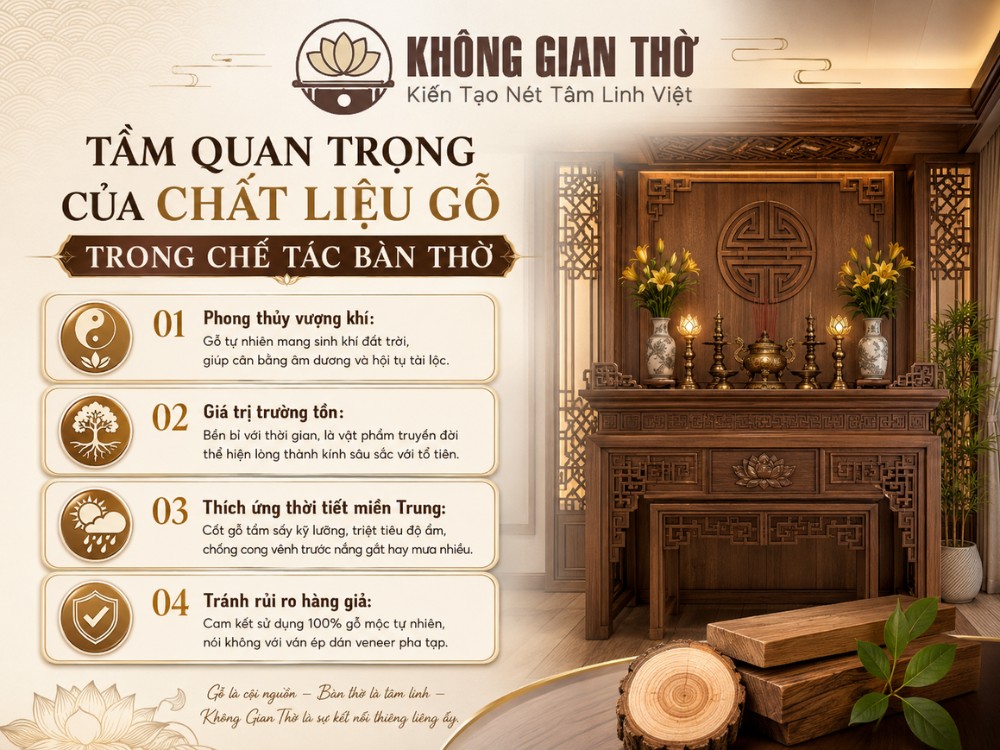 Lựa chọn chất liệu gỗ bàn thờ
