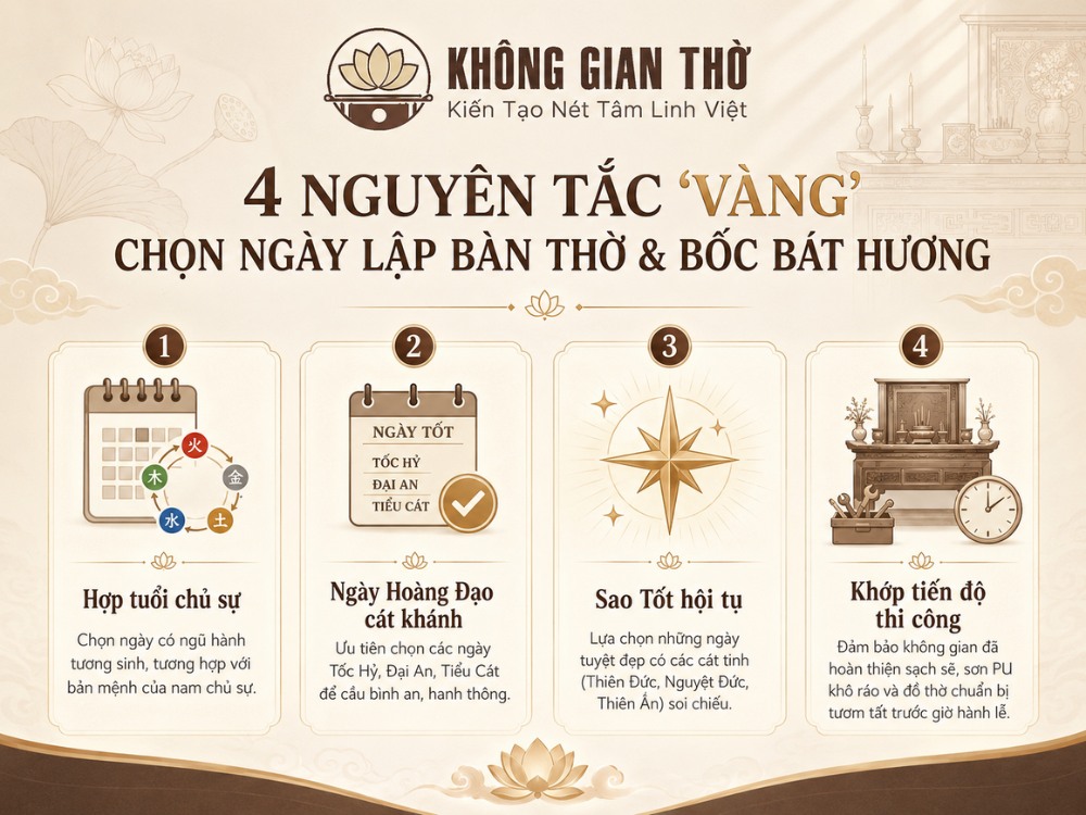 4 nguyên tắc khi chọn ngày lập bàn thờ và bốc bát hương