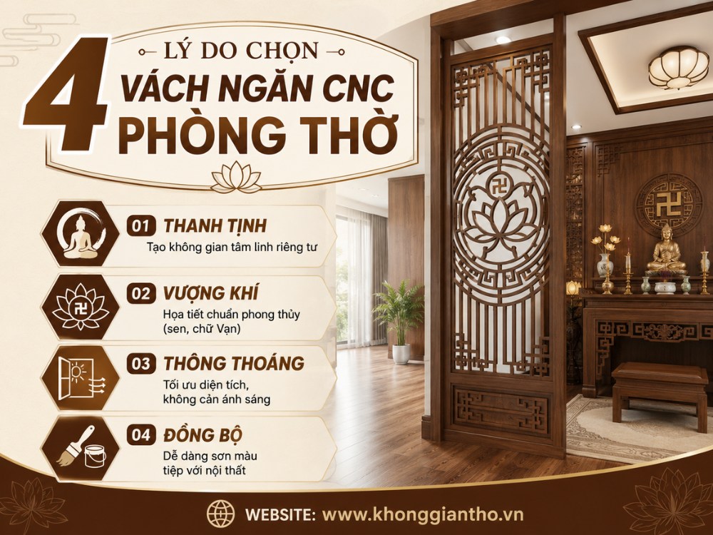 4 lý do nên lựa chọn vách ngăn CNC cho phòng thờ