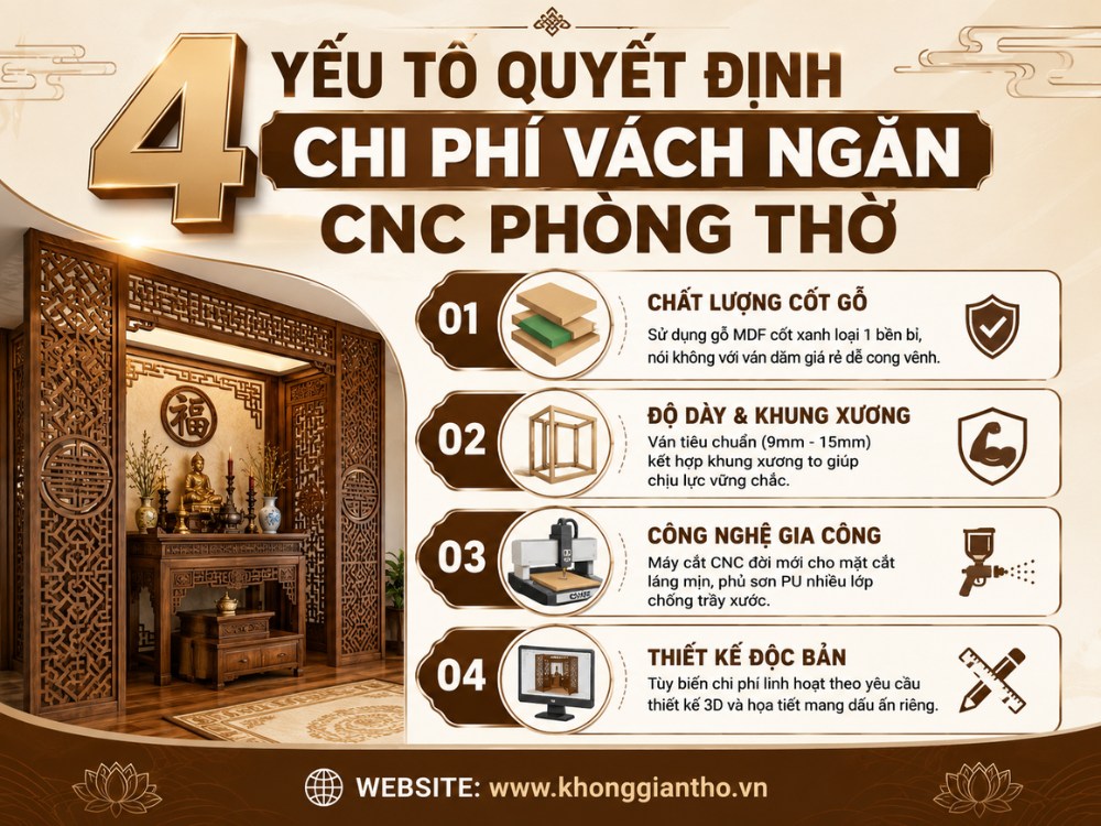 4 yếu tố tác động đến giá thành của vách ngăn CNC phòng thờ