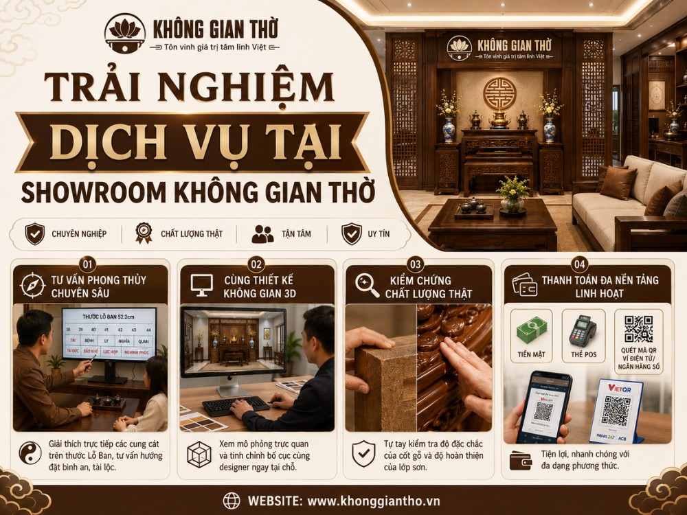 Trải nghiệm dịch vụ tại showroom Không Gian Thờ