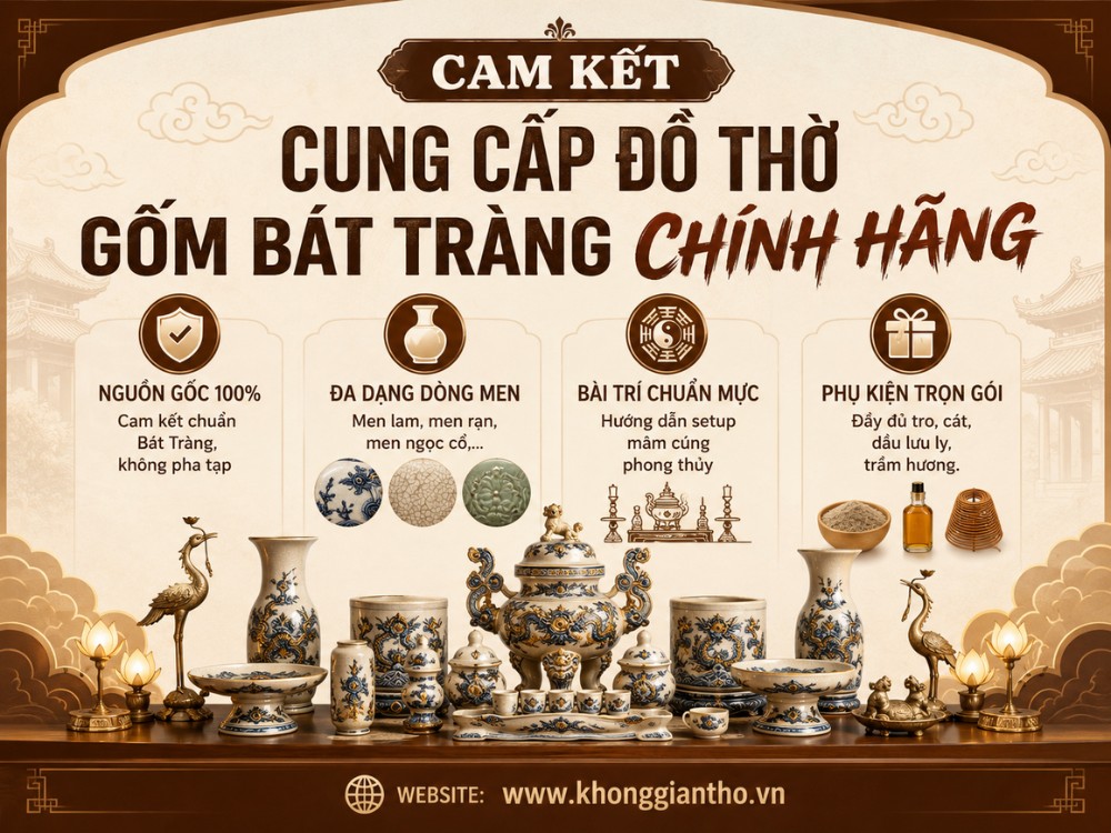 Cam kết cung cấp đồ thờ gốm Bát Tràng chính hãng