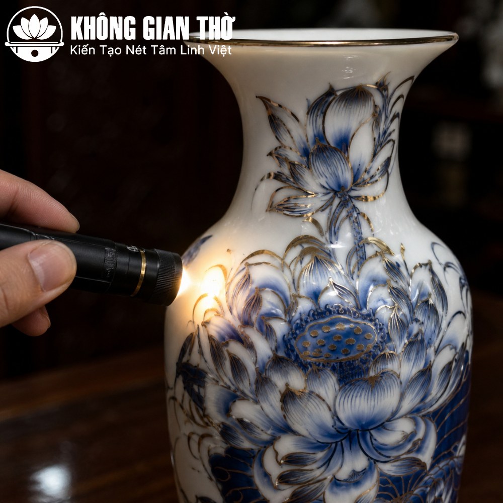 Dùng đèn pin kiểm tra độ trong cốt gốm