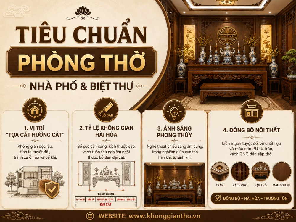 Tiêu chuẩn phòng thờ cho nhà phố, biệt thự