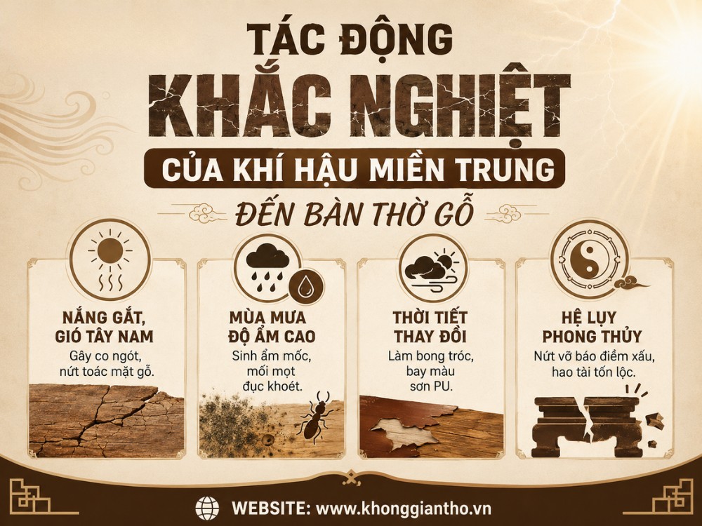 Tác động của khí hậu đến gỗ bàn thờ