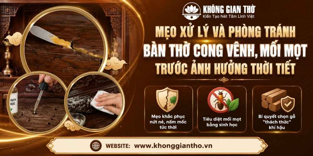 Mẹo xử lý và phòng tránh bàn thờ gỗ bị cong vênh, mối mọt