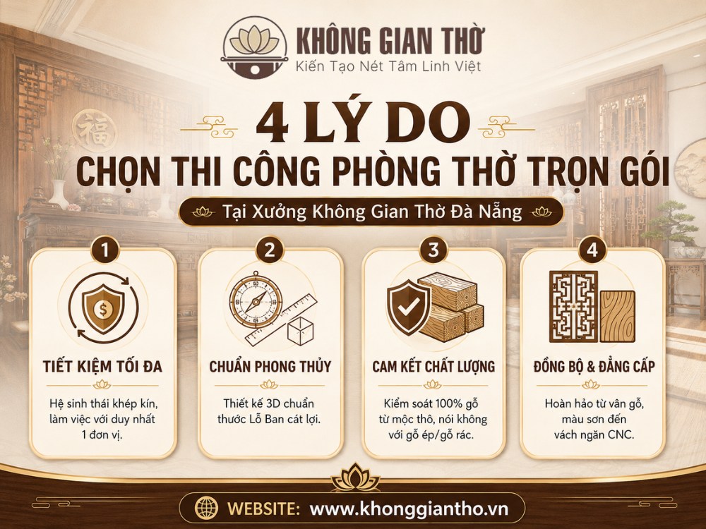 4 lý do nên đặt thi công trọn gói phòng thờ